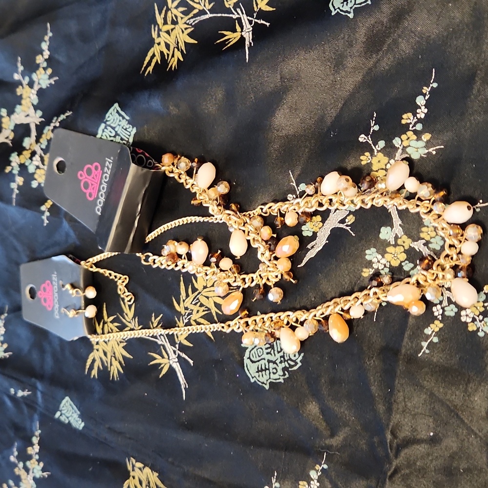 Paparazzi Gold & Natural Color Bead Necklace & Bracelet